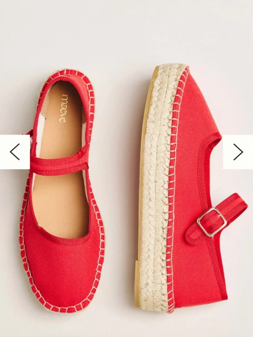 Maeve Anthropologie Mary Jane Espadrille Flats Cherry Red Size 8/US EU 39